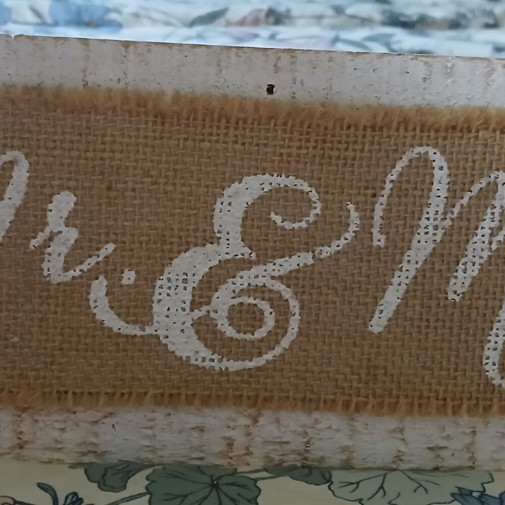 Mr. & Mrs. Wedding Sign - has back like a photo frame so stands up.